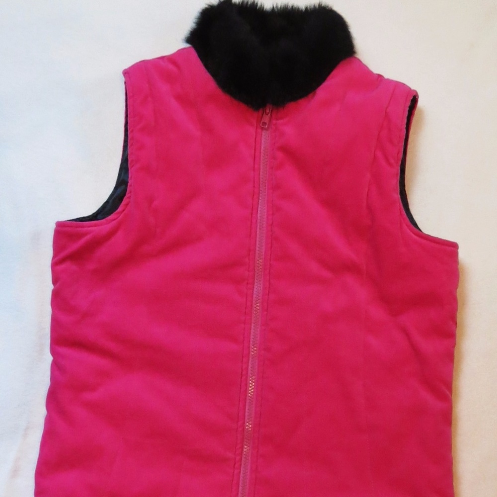 Hartstrings KC Parker Girls Vest 14/16 Hot Pink Bright Faux Fur Neck